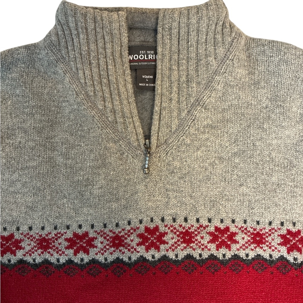 Woolrich 100% Lambswool Fair Isle Sweater Large Red - Picture 3 of 8